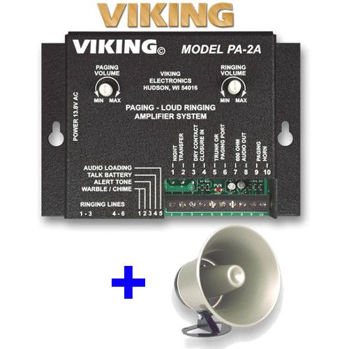 Viking 30 Watt Paging Amplifier with Loud Ringing and 6 Powered Speaker