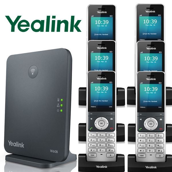 Yealink W60P 8 Line DECT HD IP Cordless Color Phone w Base Station