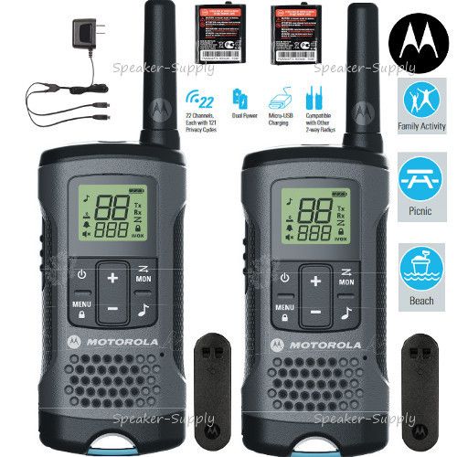 Motorola Talkabout T200 Gray Two-way Radios 20 Mile Rechargeable 2 Pack MOT-T200