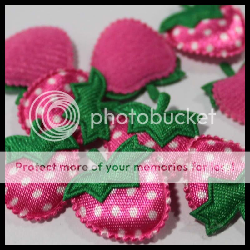 100pcs Padded Appliques STRAWBERRY Dots #0527   Pink