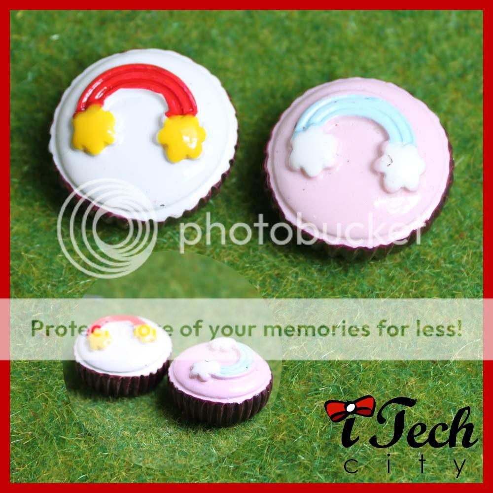 RAINBOW CUP CAKE Flatback Resin Cabochon Scrapbook Applique Craft 