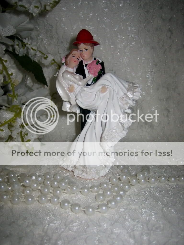 Fireman Groom & Lovely Bride Bridal Wedding CAKE TOPPER  