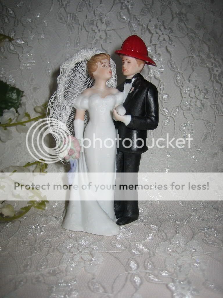   brand new fireman and bride wedding cake topper add the fireman