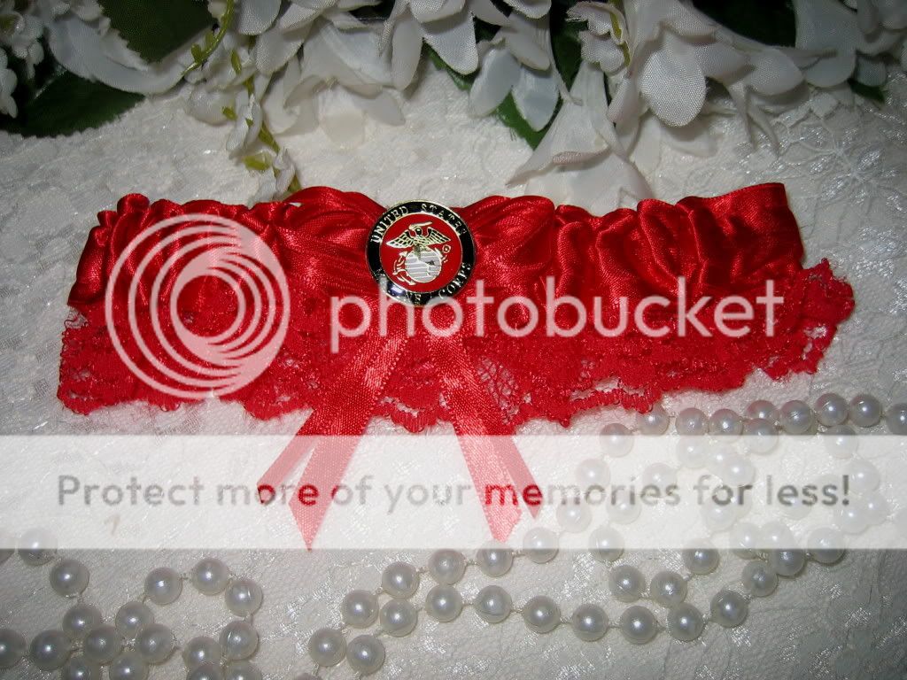 MARINE BRIDAL TOSS Military Garter Wedding, Garters RED  