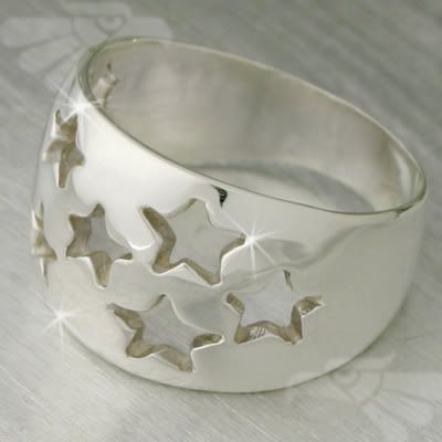 MEXICAN STERLING SILVER RING 925 STARS   7 1/2 (P)  